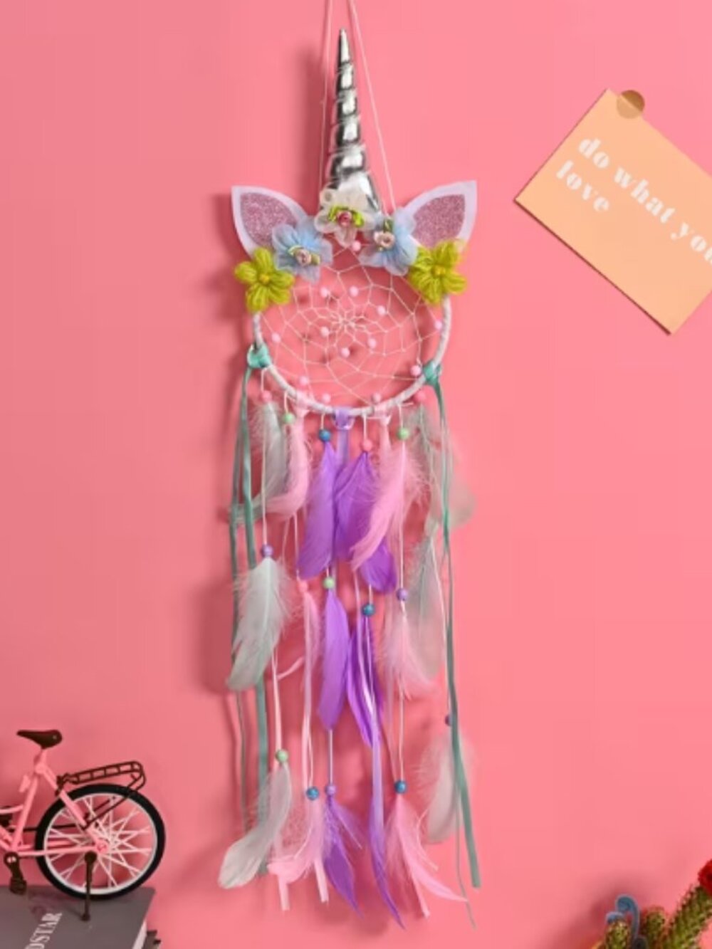 1PC Pastel Floral Glitter Unicorn Rainbow Dreamcatcher